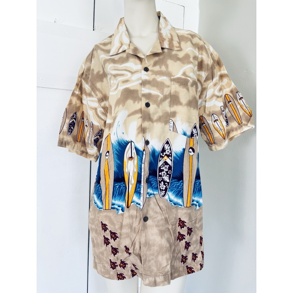 Steve & Barry's Classic Hawaiian Mens Shirt Surfboards Beach Swim - Medium